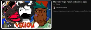 esl fnf pedo, chudjak, markiplier soyjak, jartycuck, patrick, jartycuck, 2soyjaks, black eyes, black hair, black skin