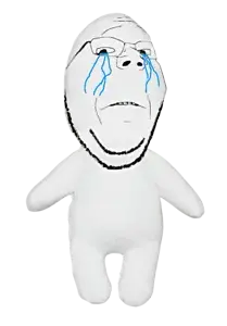 Sad gapejak plushie from my video (not ai generated btw I removed the background with Canva and touched it up myself)