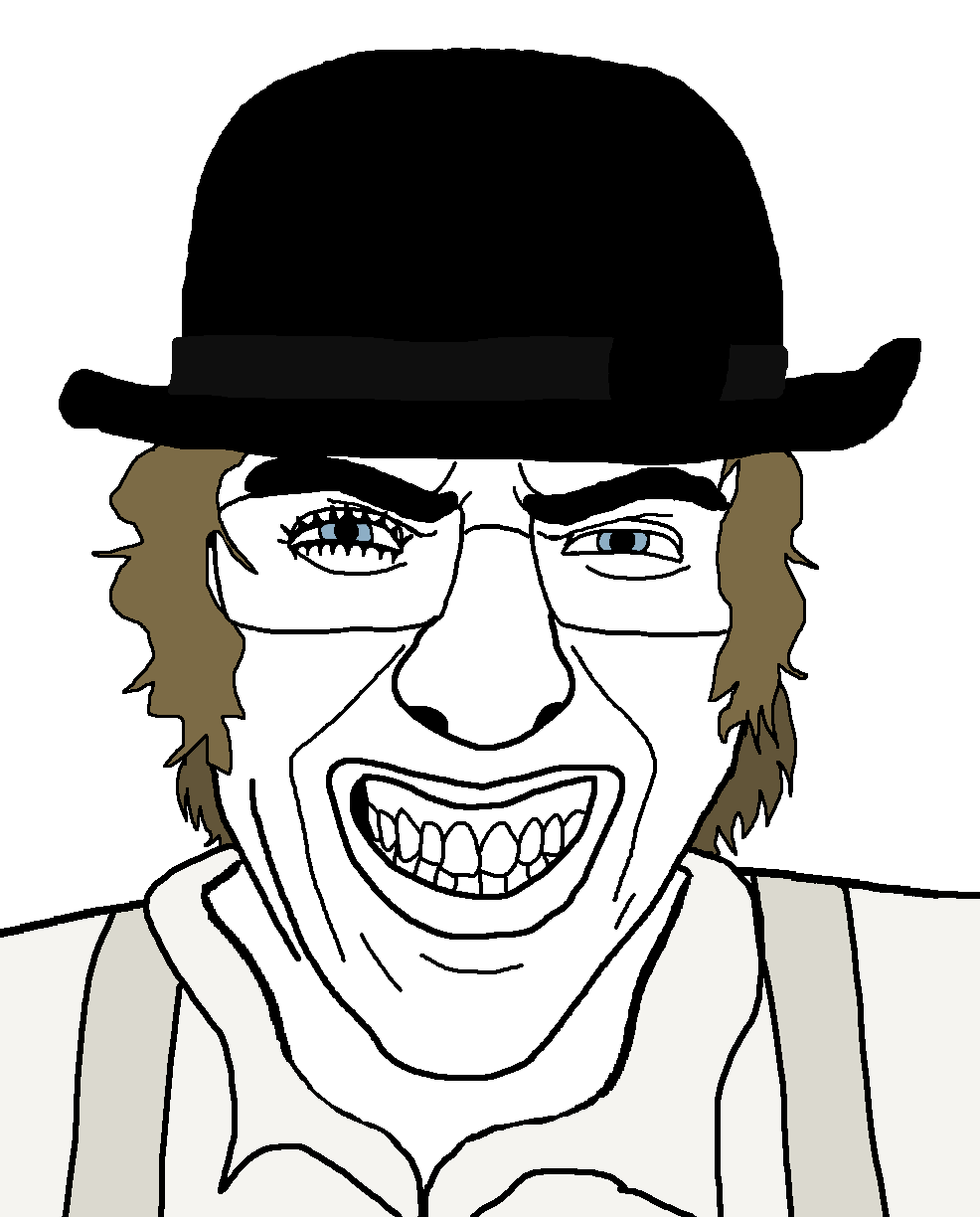 chudjak, gladtrick, patrick, 1soyjak, blue eyes, brown hair, clothes, evil, eye liner, eyelashes