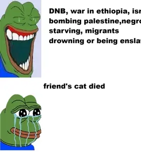 pepe, amphibian, animal, bald, black eyes, cat, closed eyes, closed mouth, crying, dead nigger baby