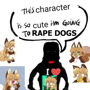 averi, chudjak, markiplier soyjak, chudplier, animal, anthro, anthropomorphism, black eyes, black hair, blonde hair