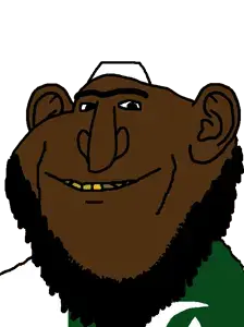 impish soyak ears, beard, big nose, black hair, brown skin, bushy eyebrows, closed mouth, clothes, ear, eyebrow