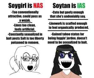 soytan, soyak, soygirl, femjak, 2soyjaks, black eyes, black hair, blue eyes, clothes, female
