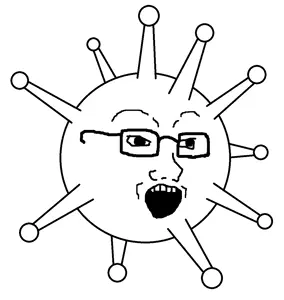 soyak, 1soyjak, coronavirus pandemic, glasses, monochrome, objectsoy, open mouth, soyjak, uncolored skin, virus