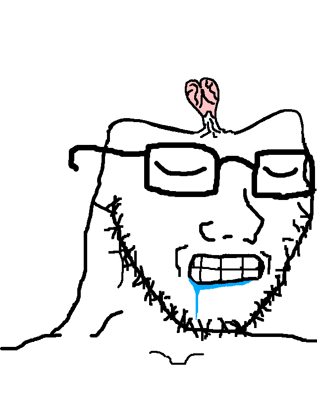 soyak, 1soyjak, bald, brain, brainlet, clenched teeth, closed eyes, drool, drooling, extropia