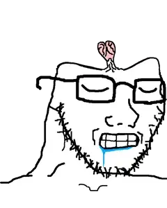 soyak, 1soyjak, bald, brain, brainlet, clenched teeth, closed eyes, drool, drooling, extropia