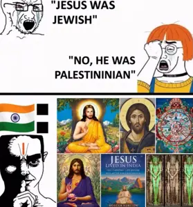 wojak, soyak, arm, bald, bharat, bindi, buddha, christianity, closed eyes, clothes