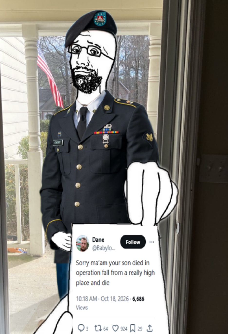 bartender, 1soyjak, almost full body, bald, beard, cap, closed mouth, clothes, glasses, half body