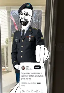 bartender, 1soyjak, almost full body, bald, beard, cap, closed mouth, clothes, glasses, half body