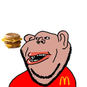 impish soyak ears, impish amerimutt, amerimutt, 1soyjak, animated, big lips, breakfast, clothes, drop shadow, ear