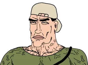 chudjak, perceptive chud, 1soyjak, anti pedophilia, buff, cap, clothes, green shirt, hat, kyle rittenhouse