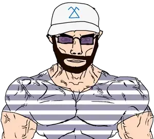 chudjak, chudjak front, muscular chud, 1soyjak, anti pedophilia, beard, brown beard, buff, cap, clothes