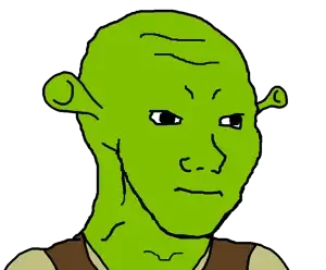 shrek, wojak, bald, black eyes, closed mouth, green skin, nasified, neutral, no beard, no glasses