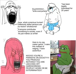 pepe, wojak, excited soyjak, 4chan, amphibian, angry, animal, baby, distorted, frog