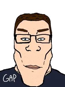 chudjak, markiplier soyjak, aryanchudplier, chudplier, aryan, 1soyjak, a10 eyes, black shirt, brown hair, closed mouth