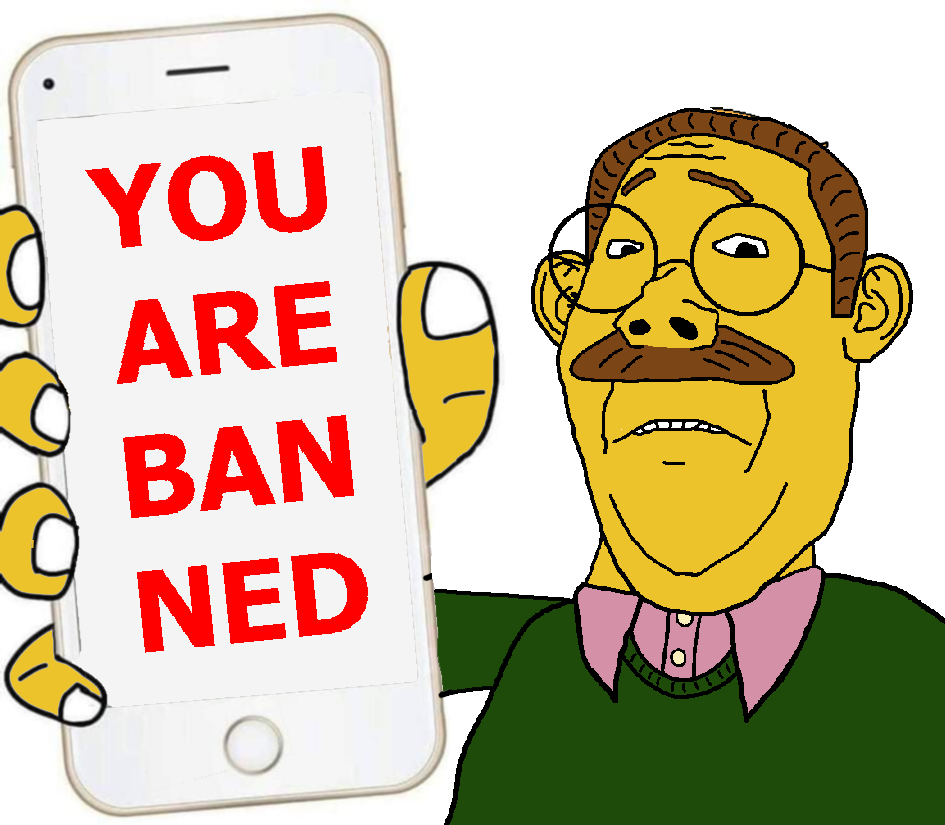 gapejak, protestantjak, wholesome soyjak, 1soyjak, ban, banned, black eyes, brown hair, closed mouth, collared shirt