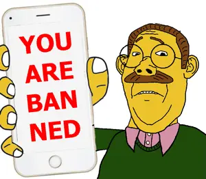 gapejak, protestantjak, wholesome soyjak, 1soyjak, ban, banned, black eyes, brown hair, closed mouth, collared shirt