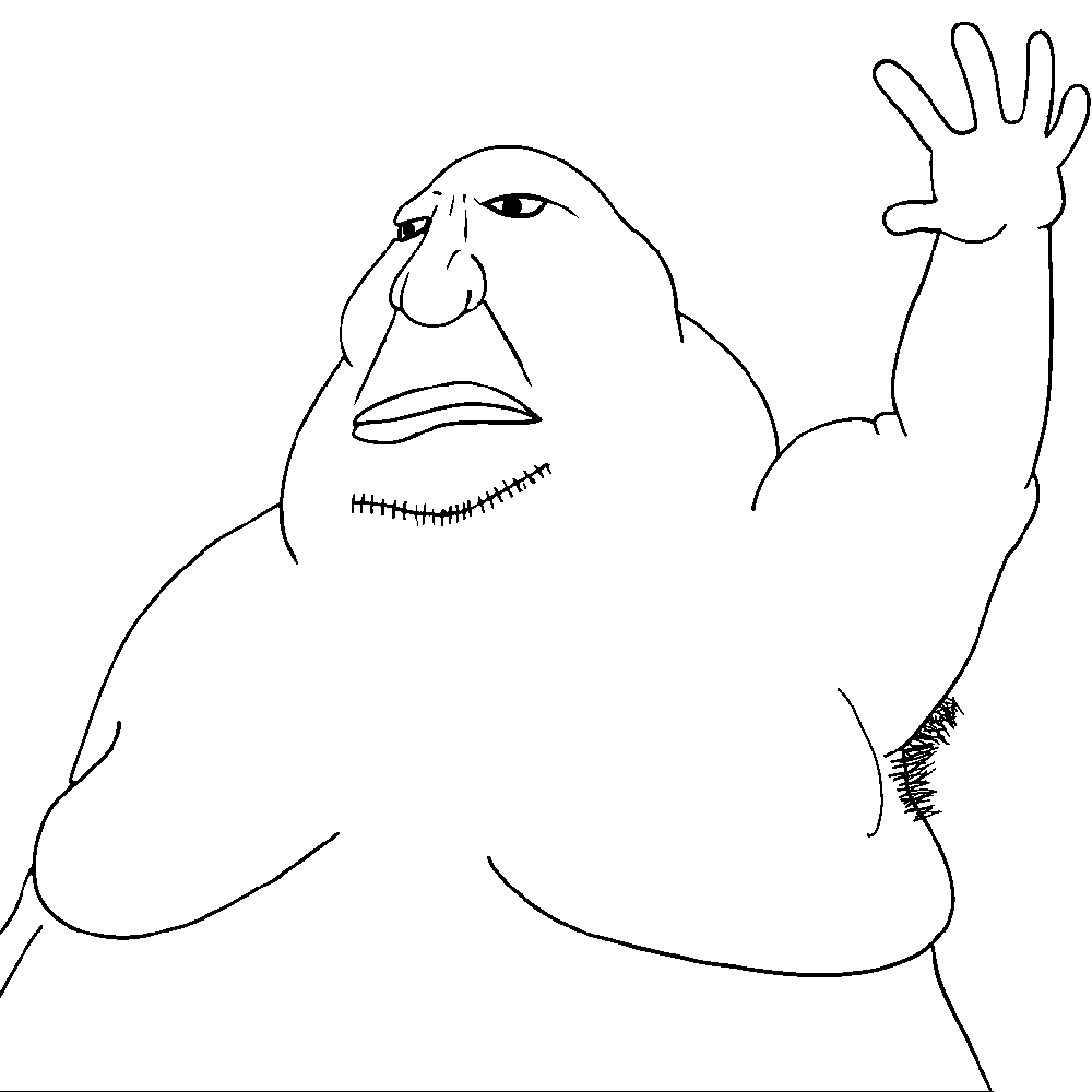 meximutt, gptmutt, muttverse, 1soyjak, arm up, armpit hair, bald, big lips, closed mouth, extremely obese