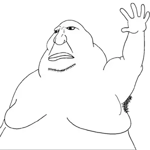 meximutt, gptmutt, muttverse, 1soyjak, arm up, armpit hair, bald, big lips, closed mouth, extremely obese