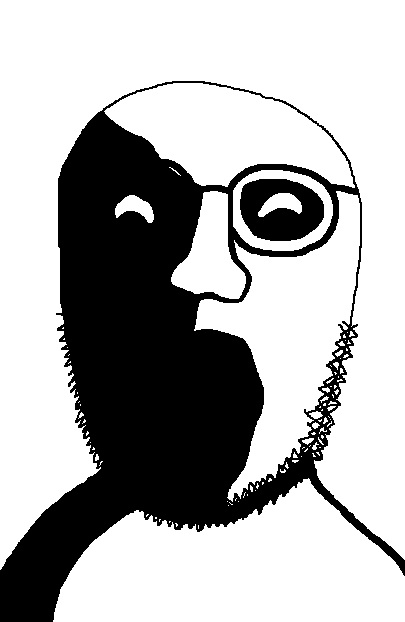 horriblejak, unknown, useful soys, 1soyjak, bald, black eyes, creepy, disgusted, front view, gaping mouth