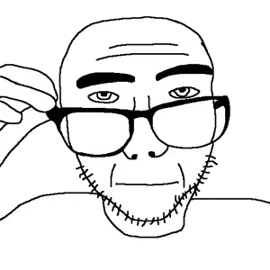 sobot, 1soyjak, bald, closed mouth, forehead wrinkles, front view, glasses, hand, hands, holding glasses