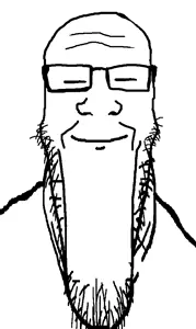 markiplier soyjak, longplier, 1soyjak, bald, calm, closed eyes, closed mouth, forehead lines, front view, glasses