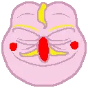 mykola, pepe, nuurumoji, blonde hair, blush, chinny, churro, closed eyes, closed mouth, emoji