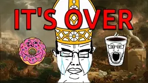 chudjak, impish soyak ears, markiplier soyjak, chudjak front, its over, soyified paintings, 3soyjaks, black hair, building, byzantinebro