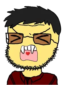 soykio kid, unknown, 1soyjak, angry, asian, black hair, buck teeth, chink, closed eyes, fangs