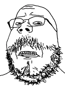 gapejak, mustached gapejak, obese gapejak, obese mustached gapejak, 1soyjak, bald, beard, black eyes, chubby, clenched teeth