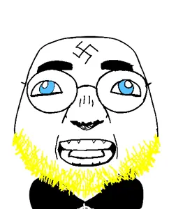 ippo makunouchi, ippojak, aryan, 1soyjak, a10 eyes, bald, big head, black shirt, blonde hair, blue eyes