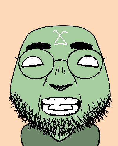 admin thrembo, ippo makunouchi, ippojak, 1soyjak, bald, big head, black eyes, front view, glasses, green skin