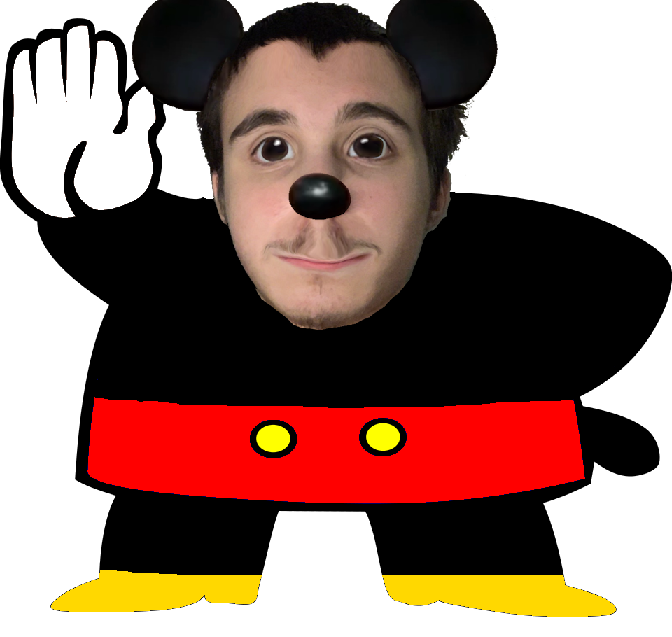 mickey mouse, police man ganson, 1soyjak, animal, animal ears, black eyes, black hair, closed mouth, clothes, disney