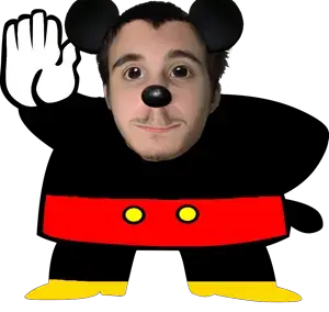 mickey mouse, police man ganson, 1soyjak, animal, animal ears, black eyes, black hair, closed mouth, clothes, disney
