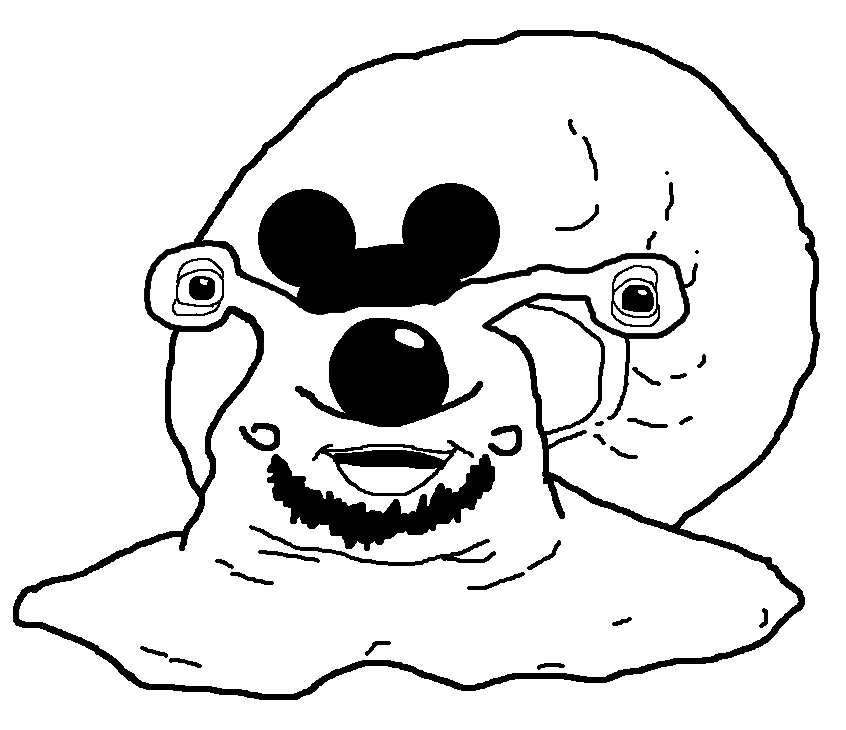 mickey mouse, mousejak, soysnail, commiesnail, 1soyjak, animal, bald, big lips, black eyes, clothes