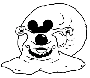 mickey mouse, mousejak, soysnail, commiesnail, 1soyjak, animal, bald, big lips, black eyes, clothes