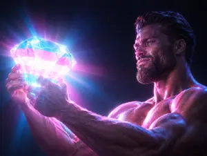 gigachad, 1nas, arm, arms, beard, buff, closed mouth, crying, ear, eyebrows