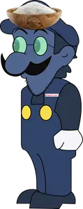 luigi, weegee, unknown, weegeejak, 1soyjak, blue clothes, blue hair, blue skin, closed mouth, clothes