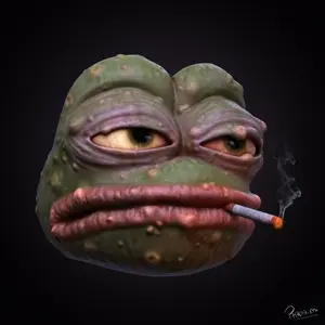 pepe, 3d, 3d model, amphibian, animal, big lips, black background, black eyes, cigarette, closed mouth