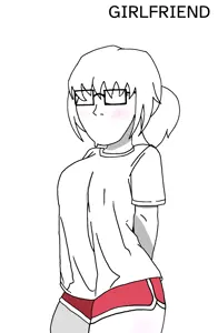soyak, soygirl, femjak, soygirlfriend, 1soyjak, almost full body, blush, clothes, female, front view