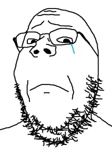 gapejak, 1soyjak, bald, closed mouth, frown, glasses, portrait, sad, soyjak, stubble