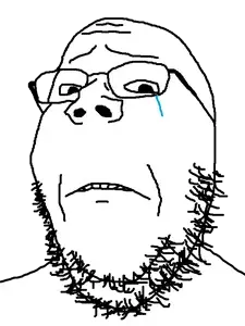 gapejak, 1soyjak, bald, closed mouth, frown, glasses, portrait, sad, soyjak, stubble