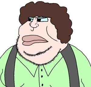 meximutt, 1soyjak, afro, black eyes, brown hair, buttoned shirt, closed mouth, fat, frown, glasses