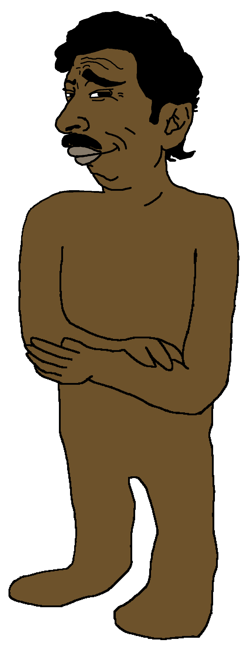 turrican, pajeetjak, 1soyjak, black eyes, black hair, brown skin, closed mouth, crossed arms, full body, hair