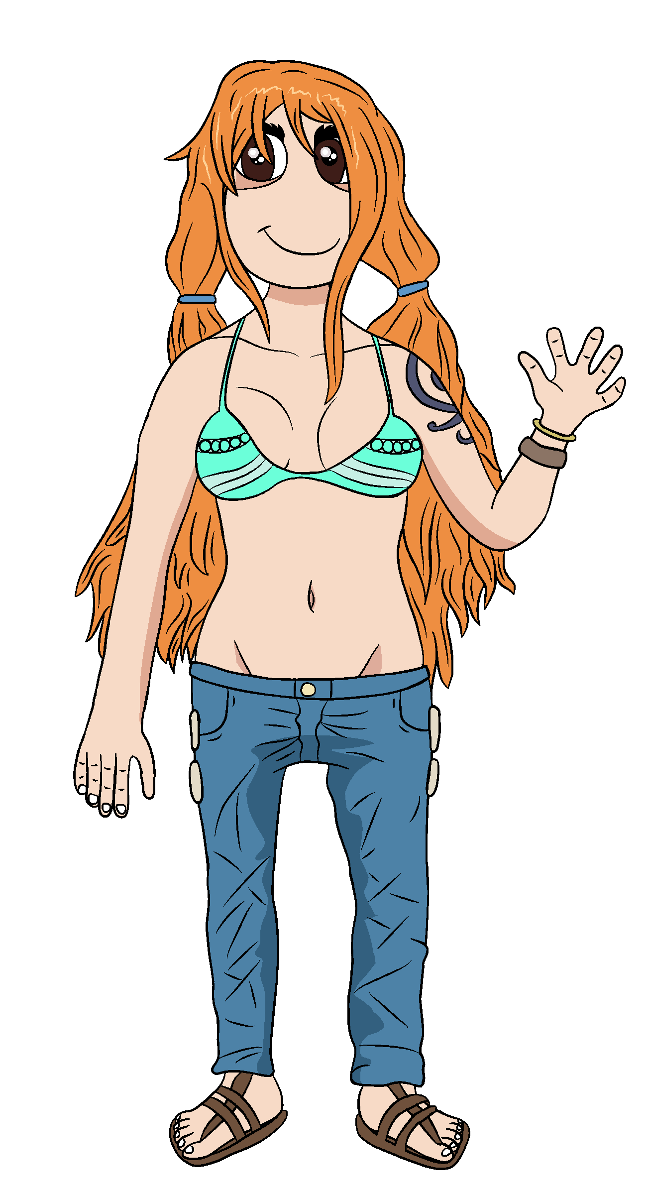 nami, soytan, femjak, 1nas, anime, anime girl, bra, breasts, brown eyes, clothes