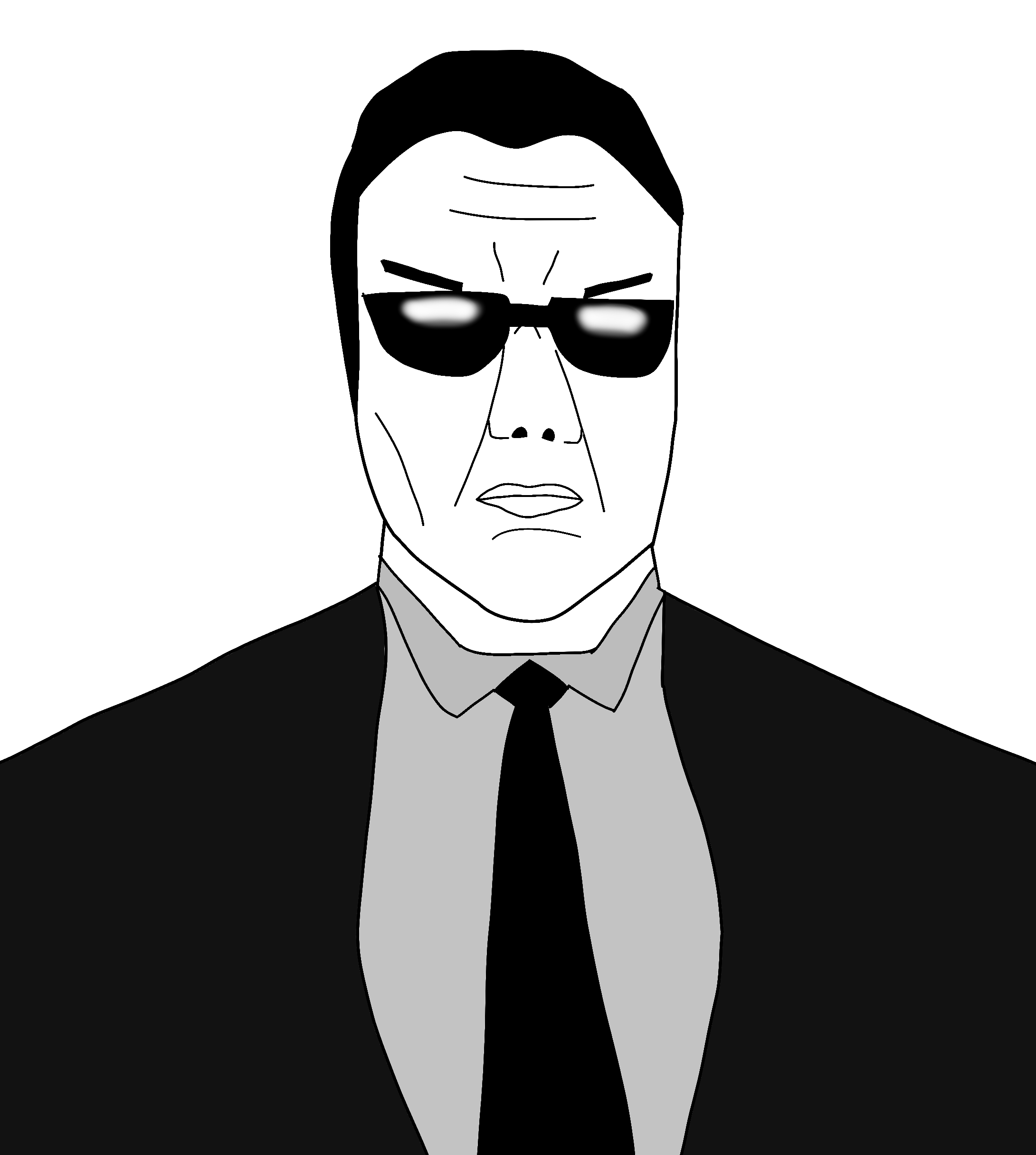 chudjak, deuschud, 1soyjak, black hair, black suit, clothes, glasses, hair, looking at you, mouth covered