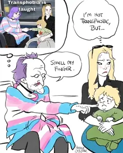 tradwife wojak, wojak, baby, black eyes, blonde hair, caca, closed mouth, glasses, hair, long hair
