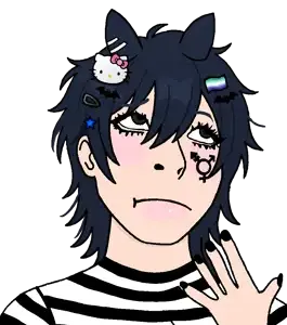 miss circle, cobson, himeson, pawbson, gyarujak, bat, blue eyes, blue hair, blush, bow