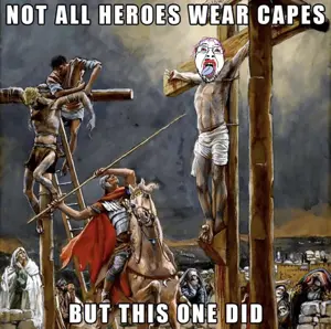 bernd, hanging troonjak, troonjak, 1soyjak, ack, animal, bloodshot eyes, cape, christcuck, christian cross