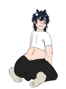 miss circle, cobson, himeson, pawbson, gyarujak, ass, bat, blue eyes, blue hair, blush